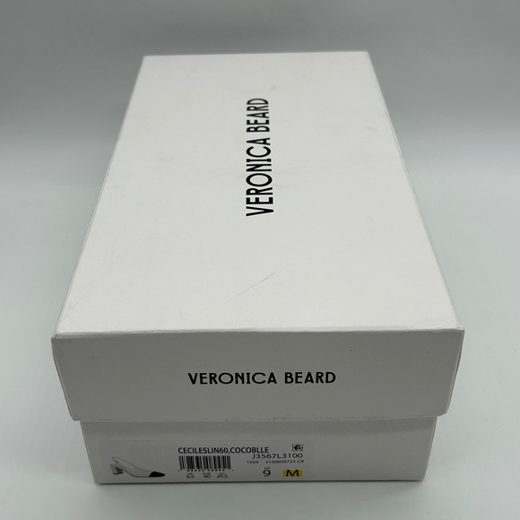 Veronica Beard Cecile Slingback Pumps Ivory Croc Leather Black Cap Toe Size 9M - Picture 13 of 14